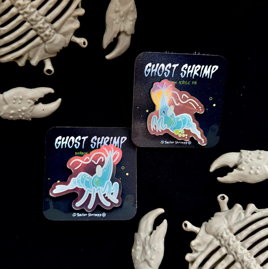 Ghost Shrimp Ranbow Acrylic Pins
